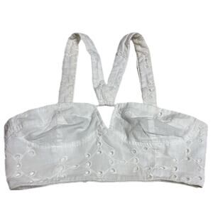 Commense White Eyelet Embroidered Corset Bustier Crop Top Size Large